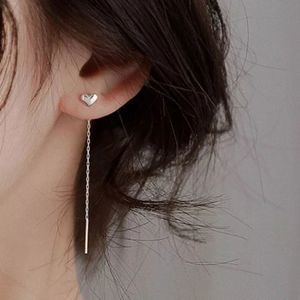 .925 silver heart threader earrings